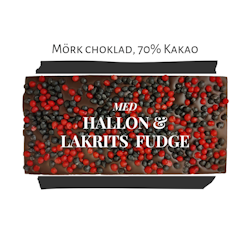 Pralinhuset - 70% Kakao - Hallon & Lakrits Fudge
