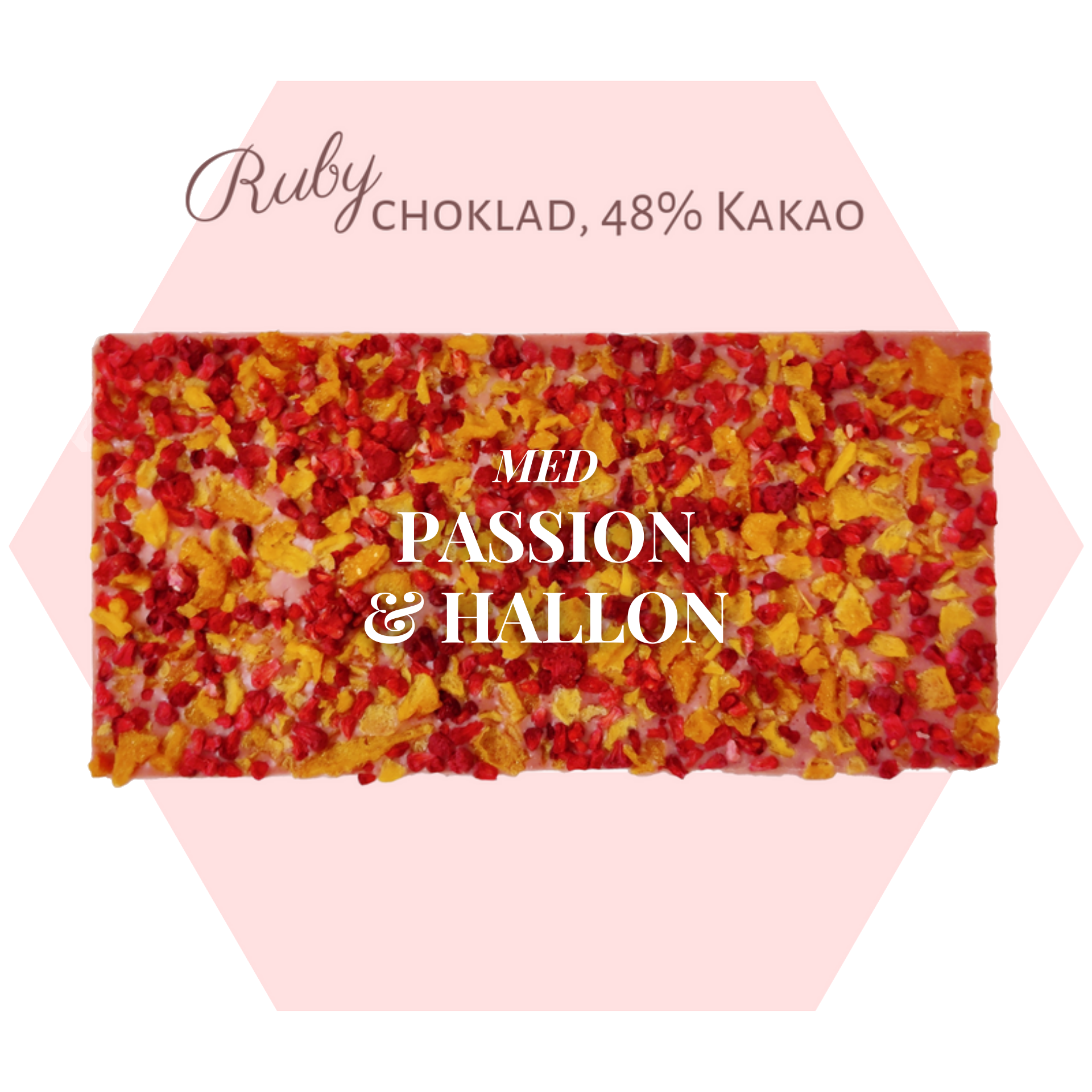 Pralinhuset - Ruby choklad - Passionsfrukt & Hallon