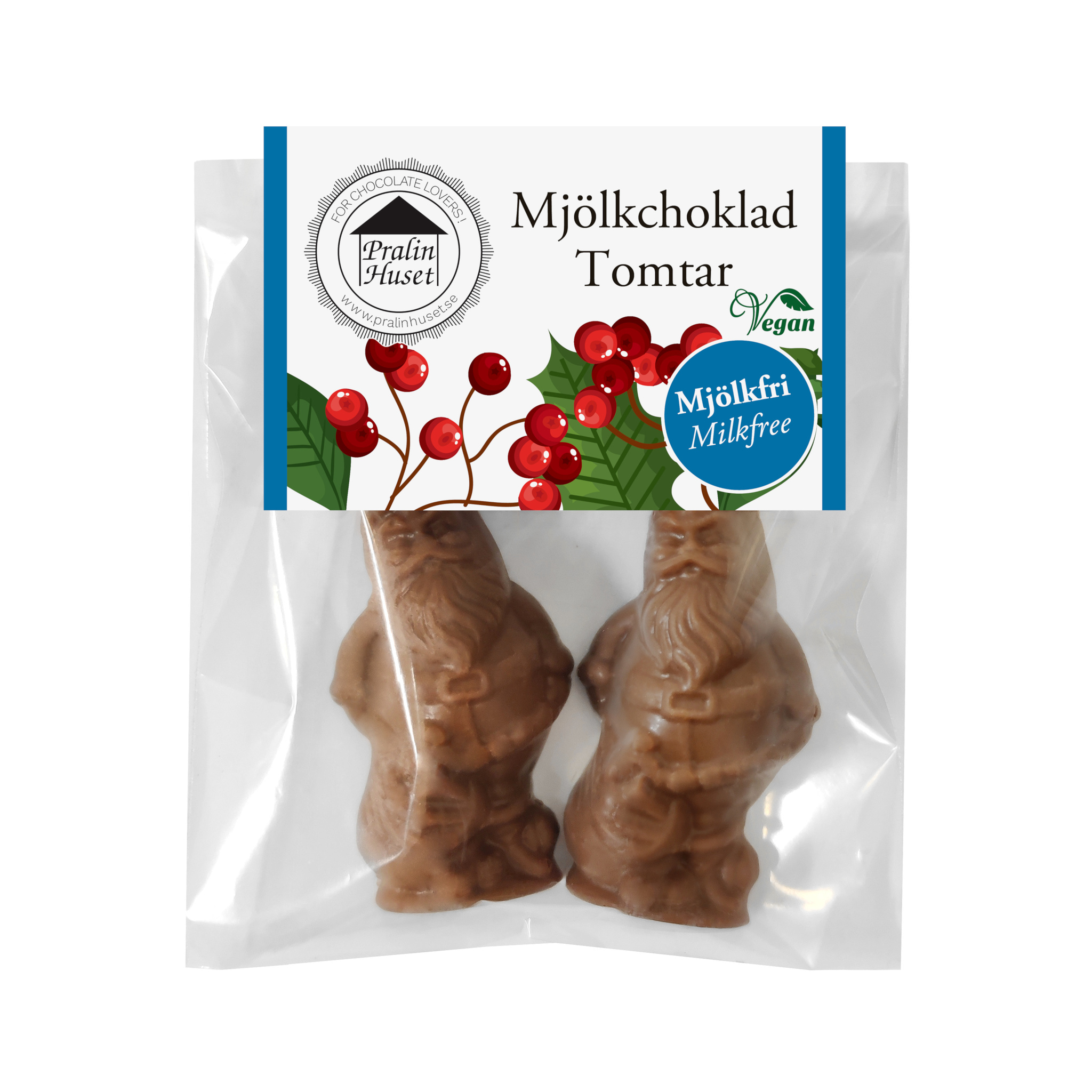 Pralinhuset - Julpåse - 2 pack Tomtar - Mjölkfri Choklad