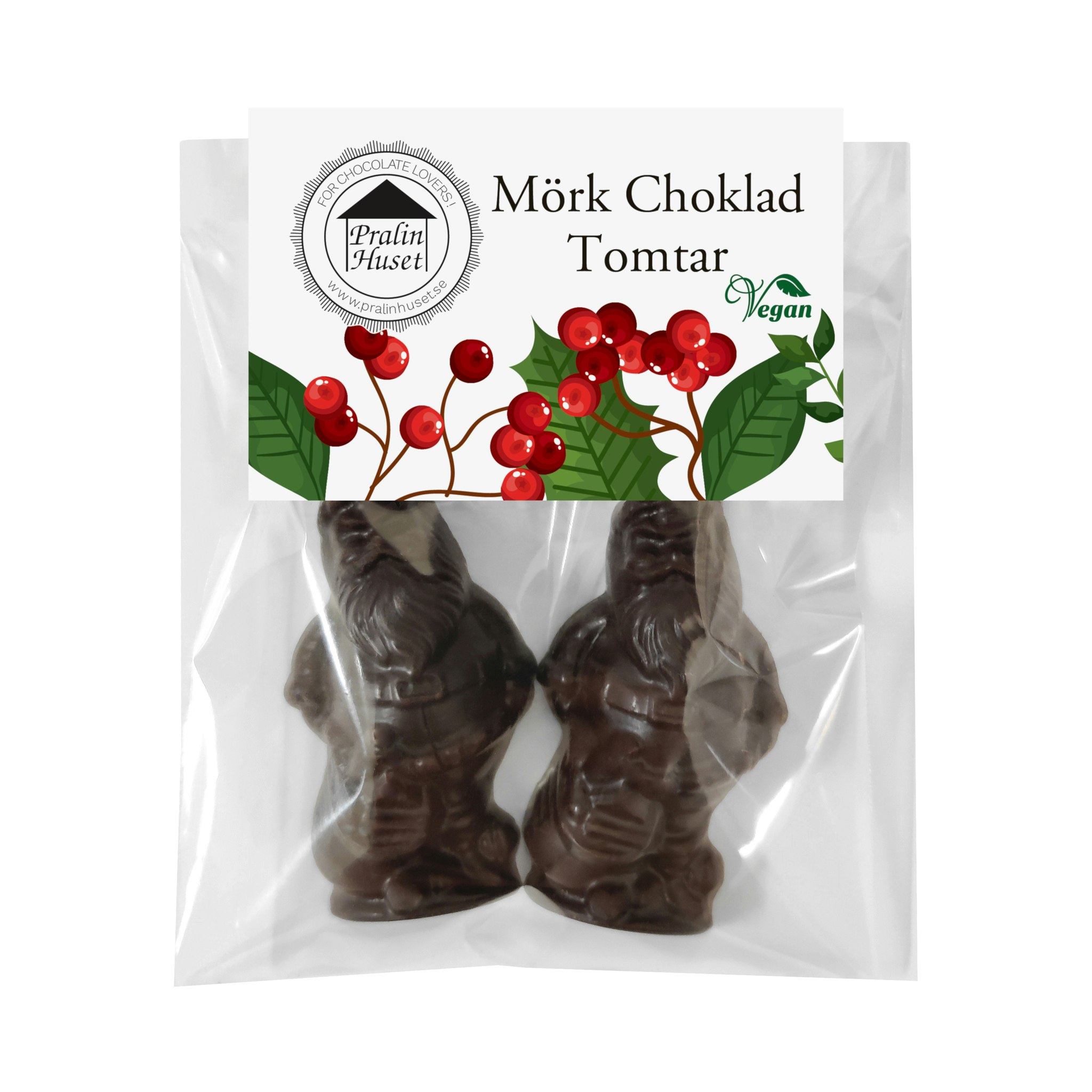 Pralinhuset - Julpåse - 2 pack Tomtar - Mörk Choklad