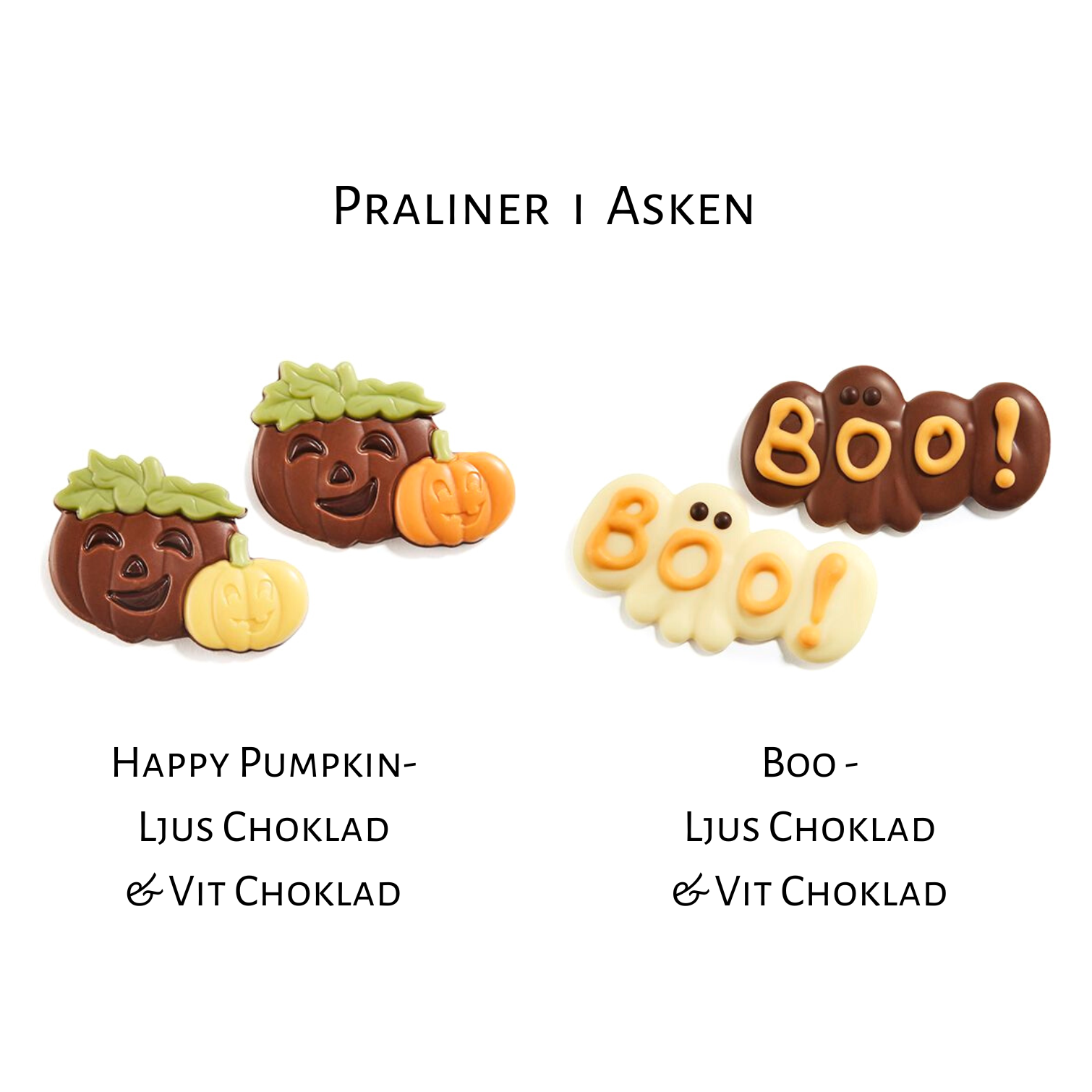 Pralinhuset - Spökvänner Ask - Vit- & Mjölkchoklad