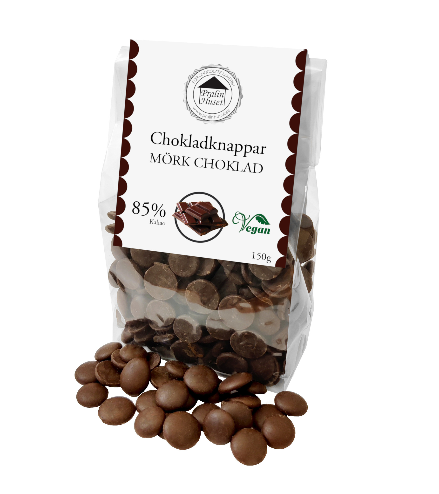 Pralinhuset - Chokladknappar - 85% Kakao - 150g
