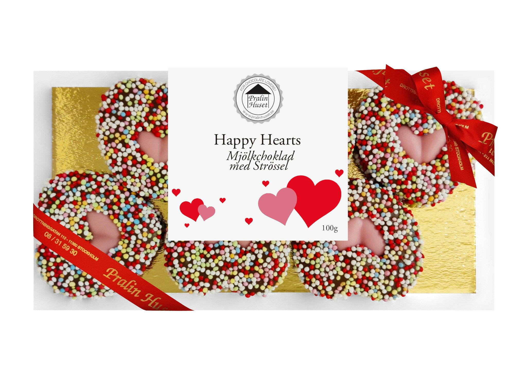 Pralinhuset Ask - Happy Heart - Mjölkchoklad & Regnbågsströssel