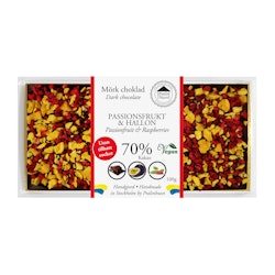 Pralinhuset - 70% Kakao - Passionsfrukt & Hallon - Utan Tillsatt Socker