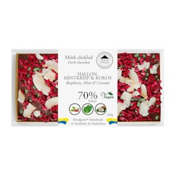 Pralinhuset - 70% Kakao - Hallon, Mintkrisp & Kokos
