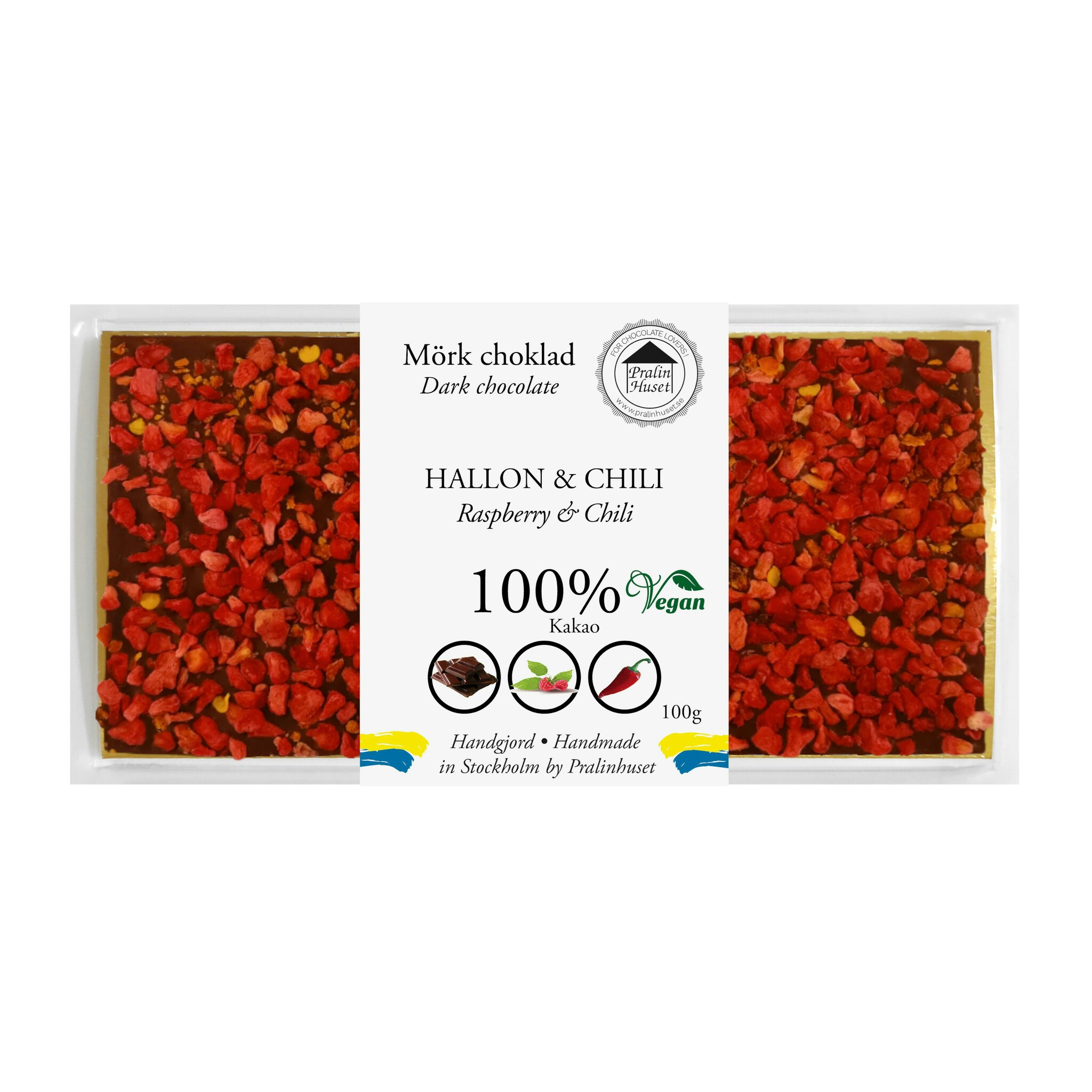 Pralinhuset - 100% Kakao - Chili & Hallon