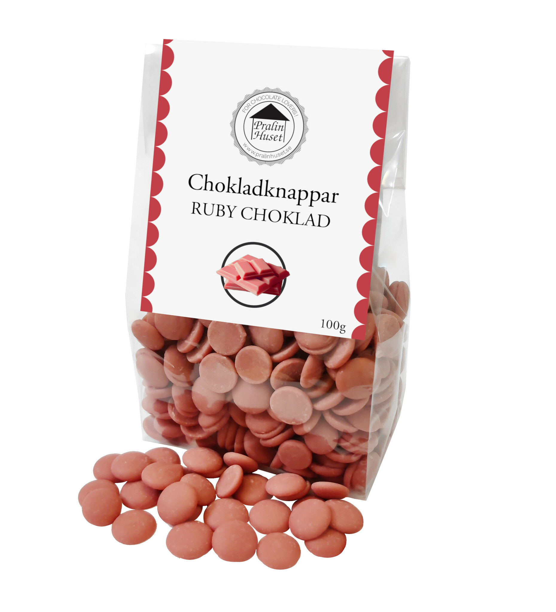 Pralinhuset - Chokladknappar - Ruby - 100g