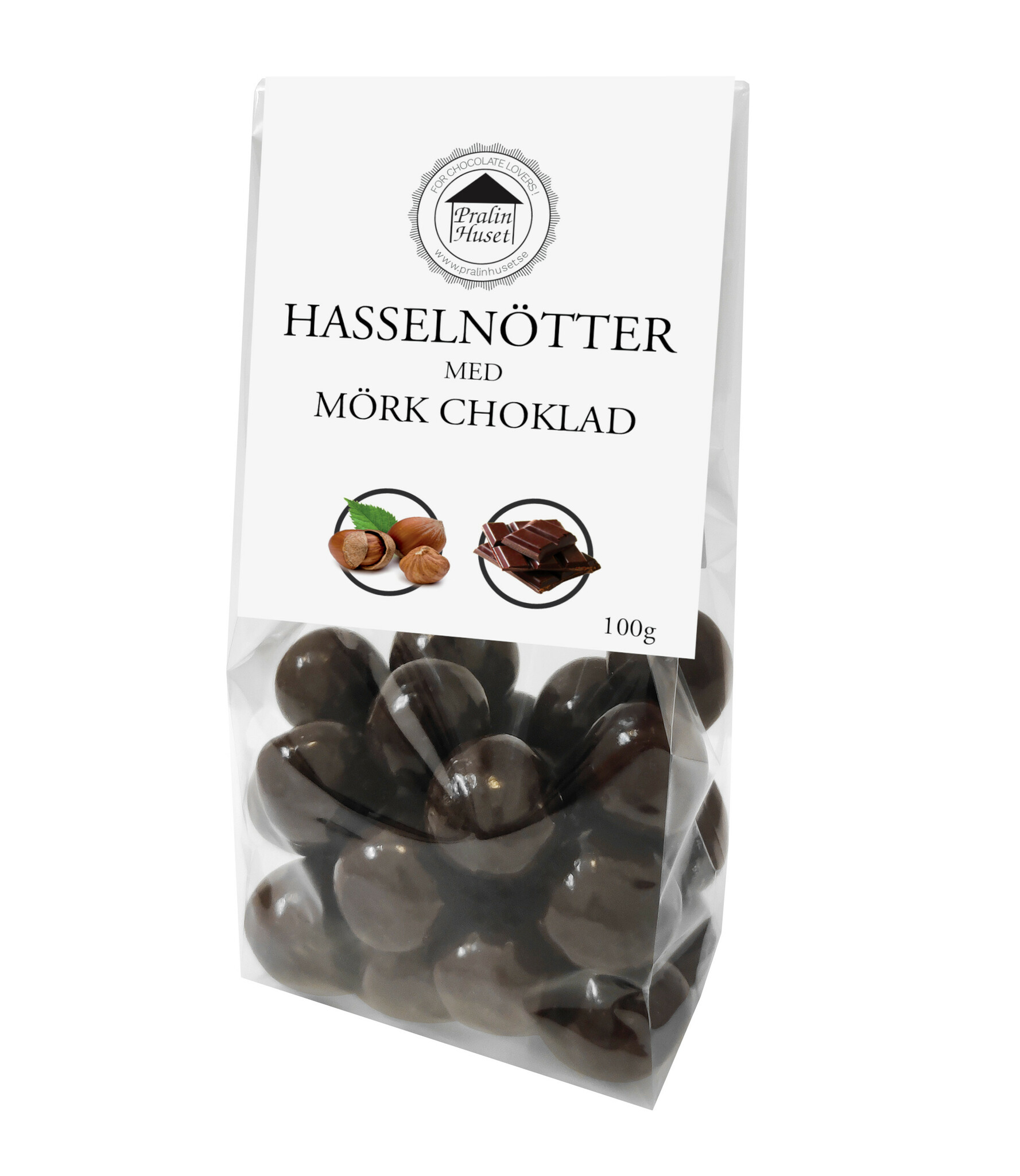 Pralinhuset - Hasselnötter med Mörk Choklad - 100g