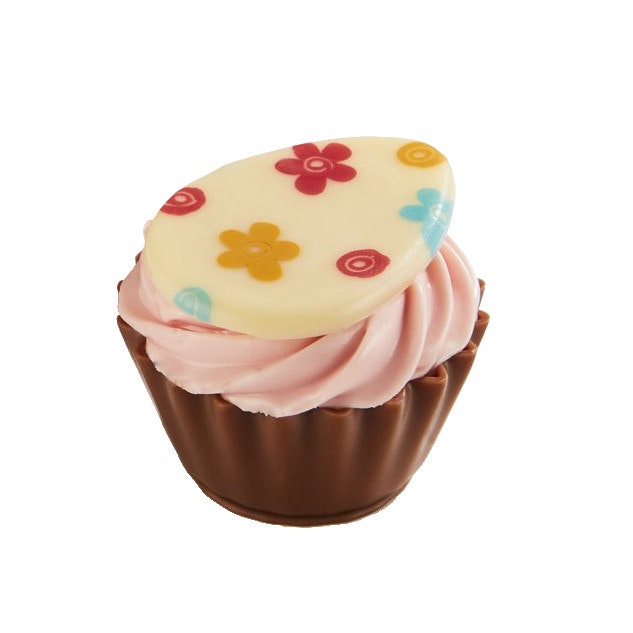 Pralin & Tryffel - White Easter Cupcake - Jordgubbsfondant