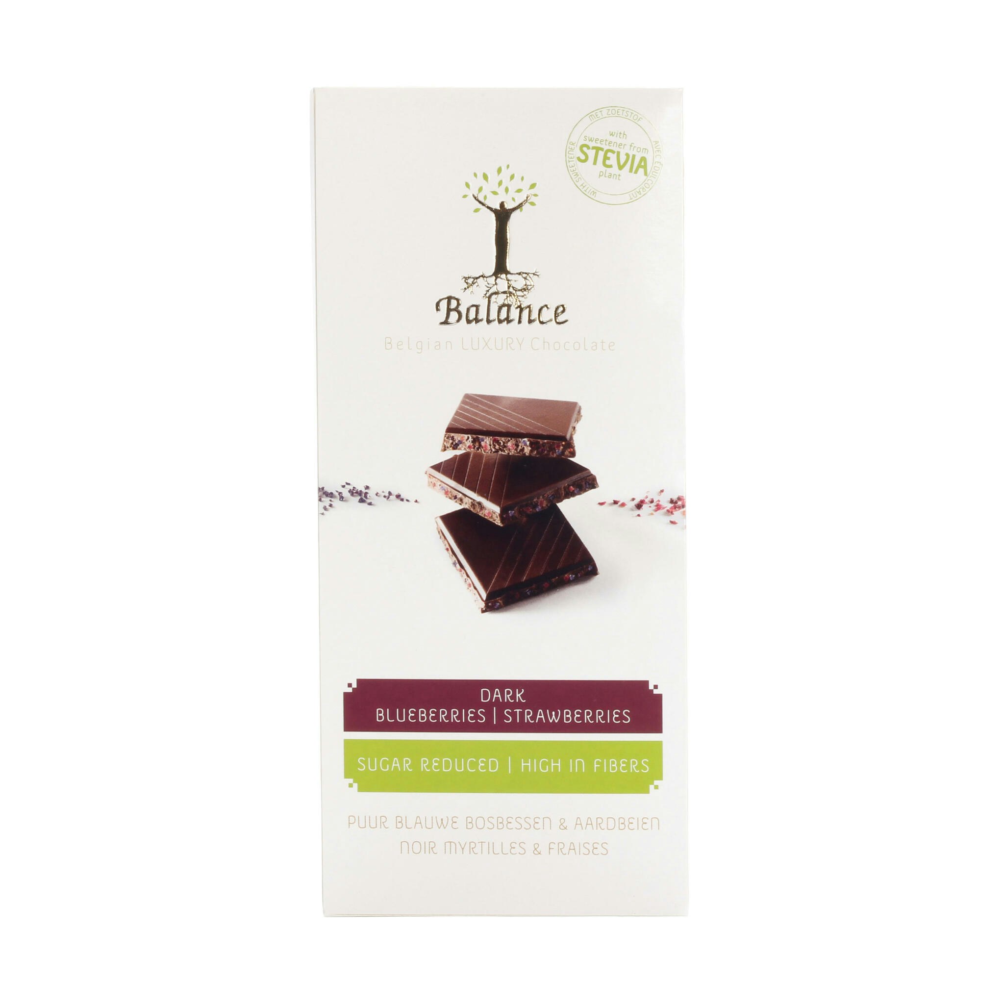 Chokladkaka - Mörk Blåbär & Jordgubb 85g - Utan Tillsatt Socker