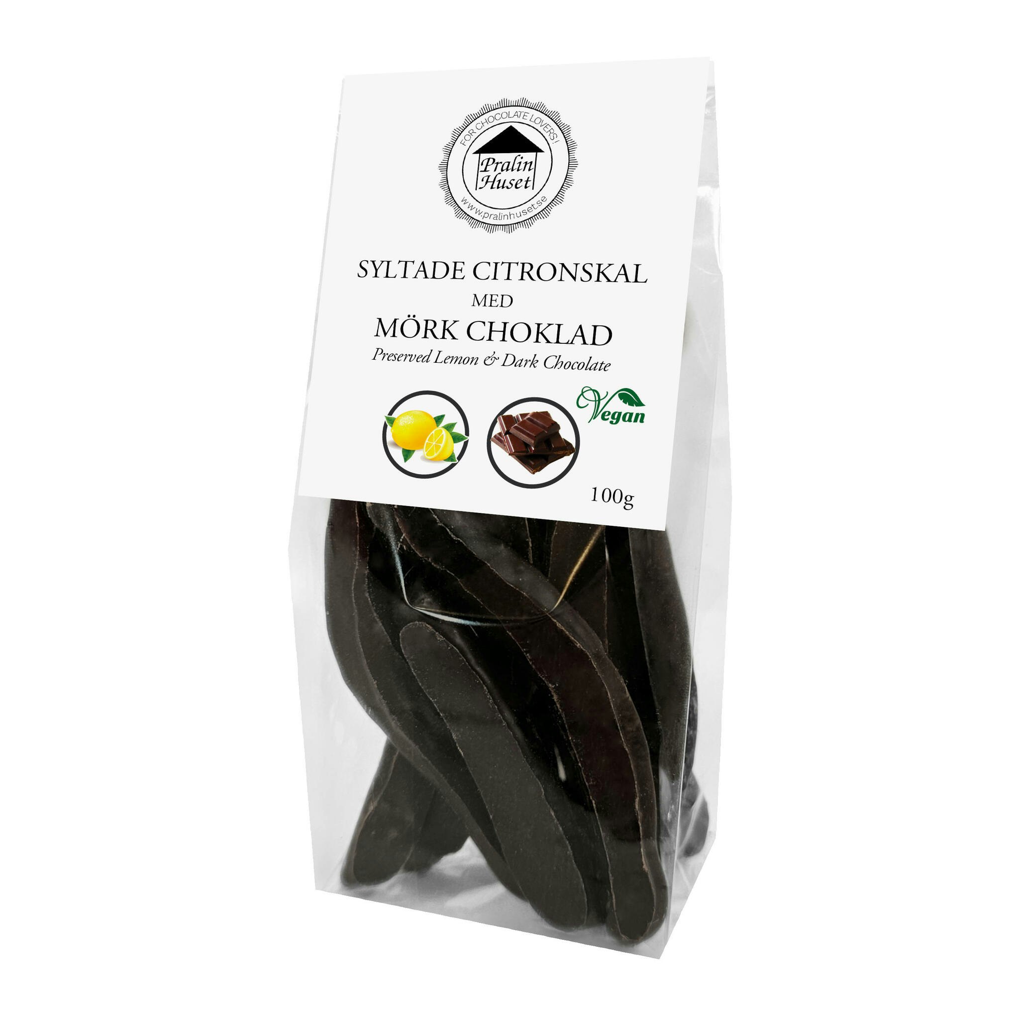 Pralinhuset - Syltade Citronskal Med Mörk Choklad - 100g