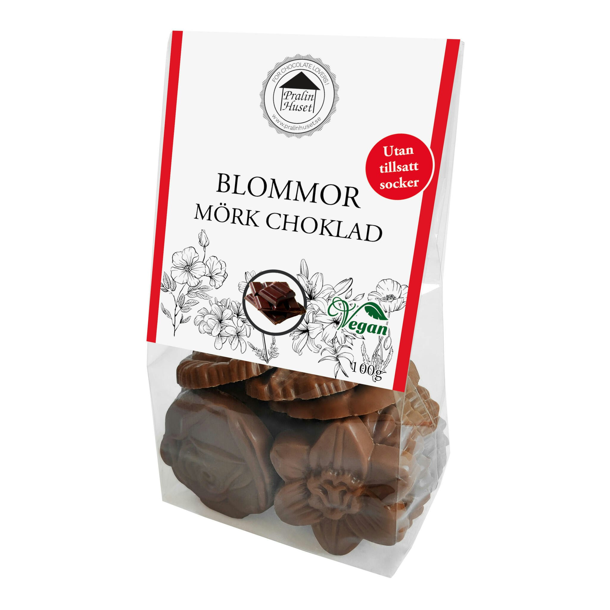 Pralinhuset - Chokladblommor Mörk - Utan tillsatt socker