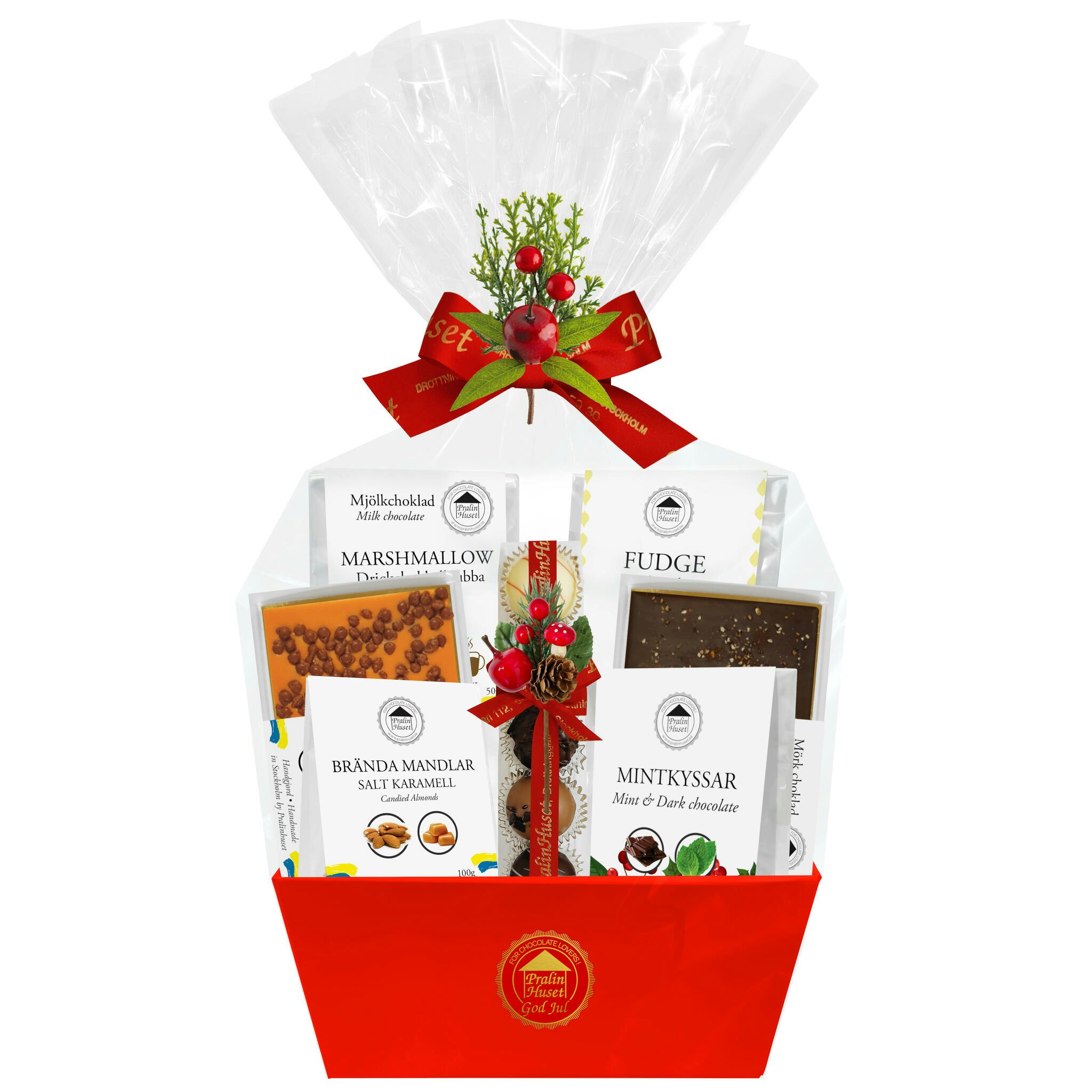 Pralinhuset - Röd Presentkorg - Husets Julblandning