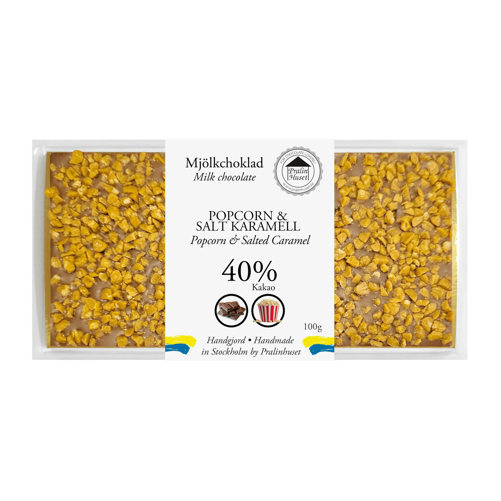 Pralinhuset - 40% Kakao - Popcorn & Salt Karamell