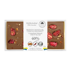 Pralinhuset - 40% Kakao - Brända Mandlar, Chili & Havssalt
