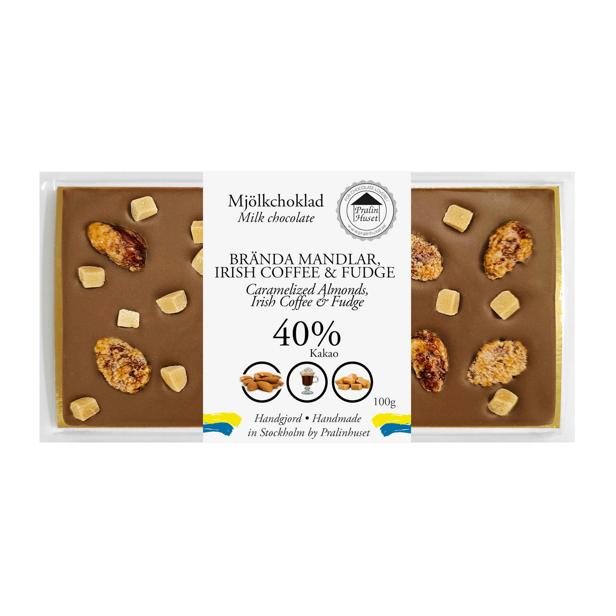 Pralinhuset - 40% Kakao - Brända Mandlar, Irish Coffee & Fudge