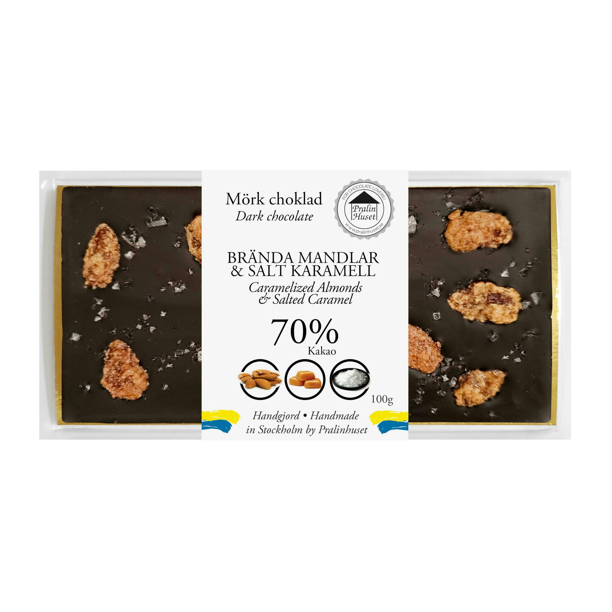 Pralinhuset - 70% Kakao - Brända Mandlar & Salt Karamell