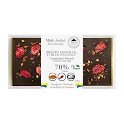Pralinhuset - 70% Kakao - Brända Mandlar, Chili & Havssalt