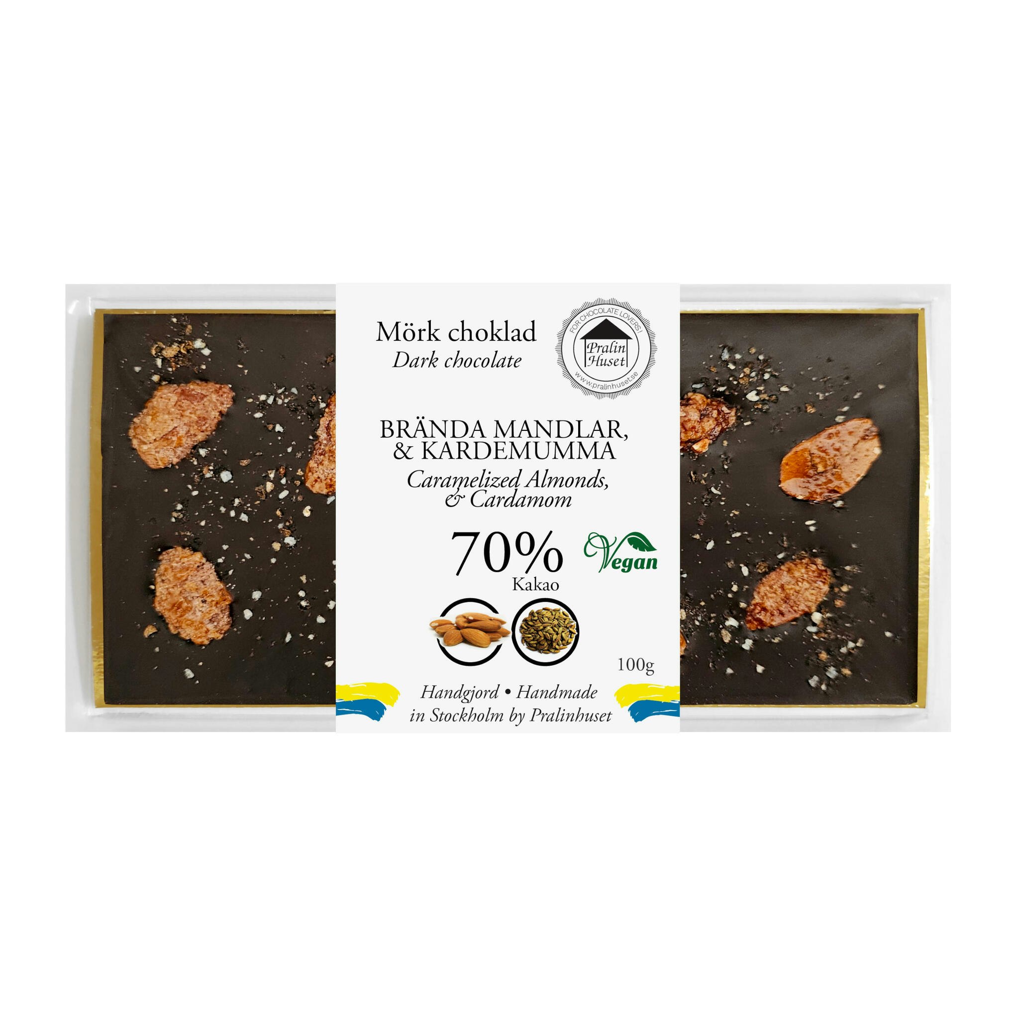 Pralinhuset - 70% Kakao - Brända Mandlar &  Kardemumma