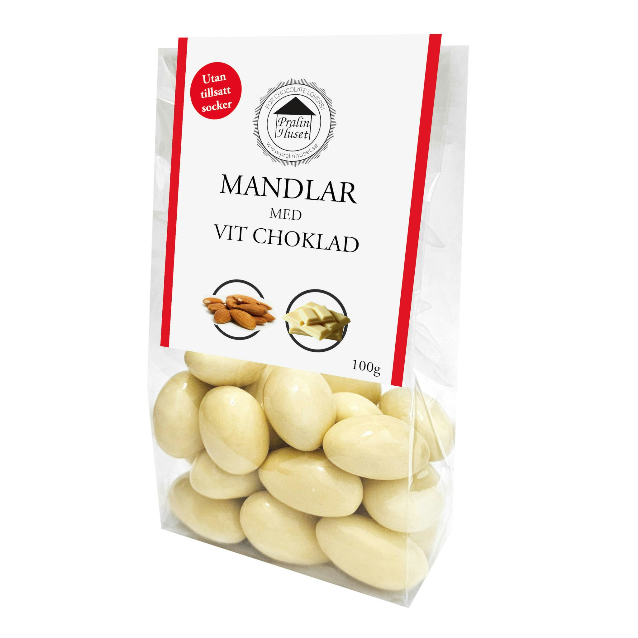 Pralinhuset - Mandlar i Vit Choklad - Utan Tillsatt Socker