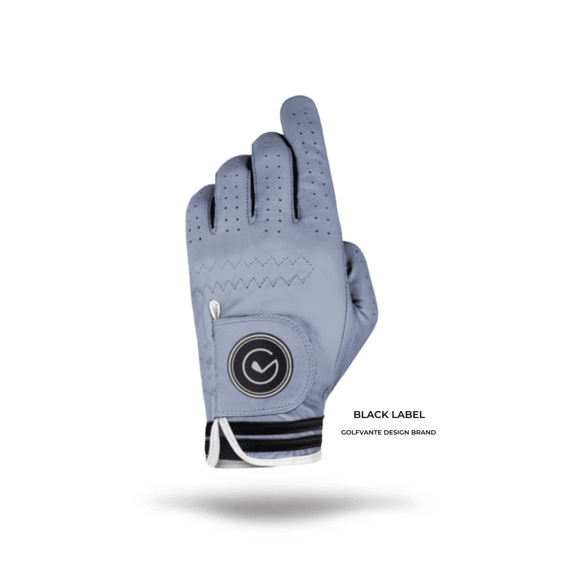 Golf glove SKY, blue glove with black details in genuine cabretta leather