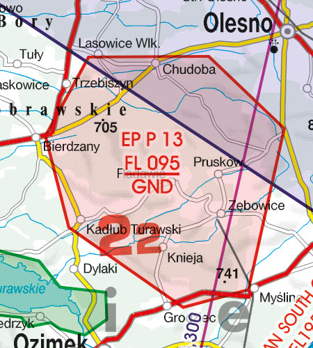 VFR Karta Polen Sydost 1:500 000