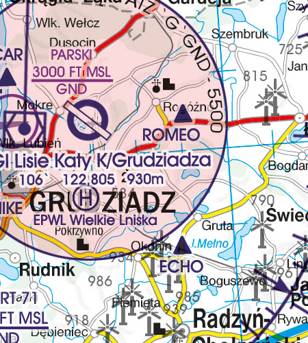 VFR Karta Polen Sydost 1:500 000