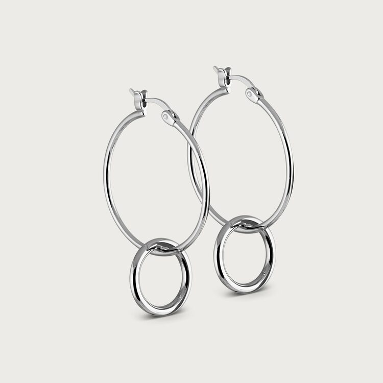 Double hoops earrings silver