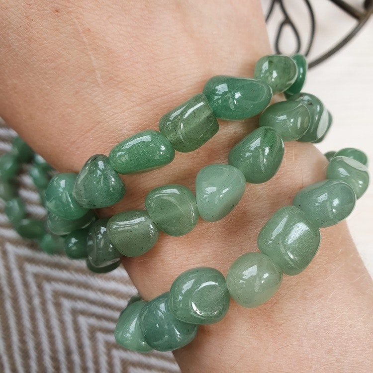 Armband Grön Aventurin nuggets 19 cm
