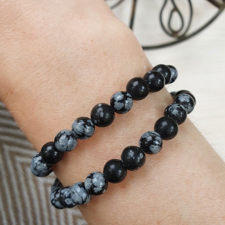 Armband Snöflingeobsidian 19 cm