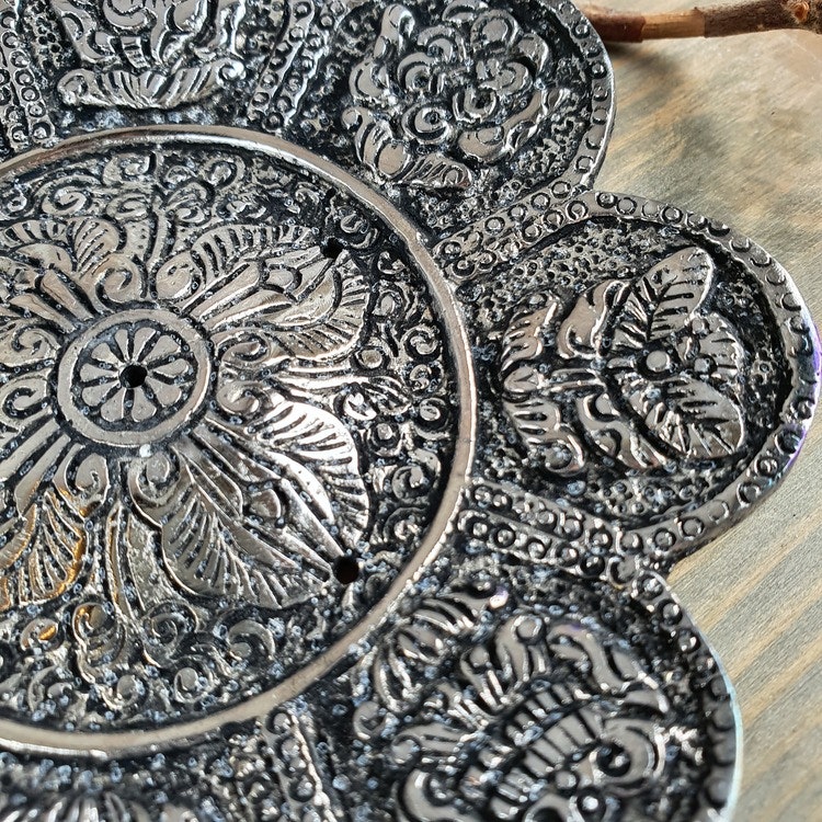 Rökelsehållare Blomma Silver, för stickor