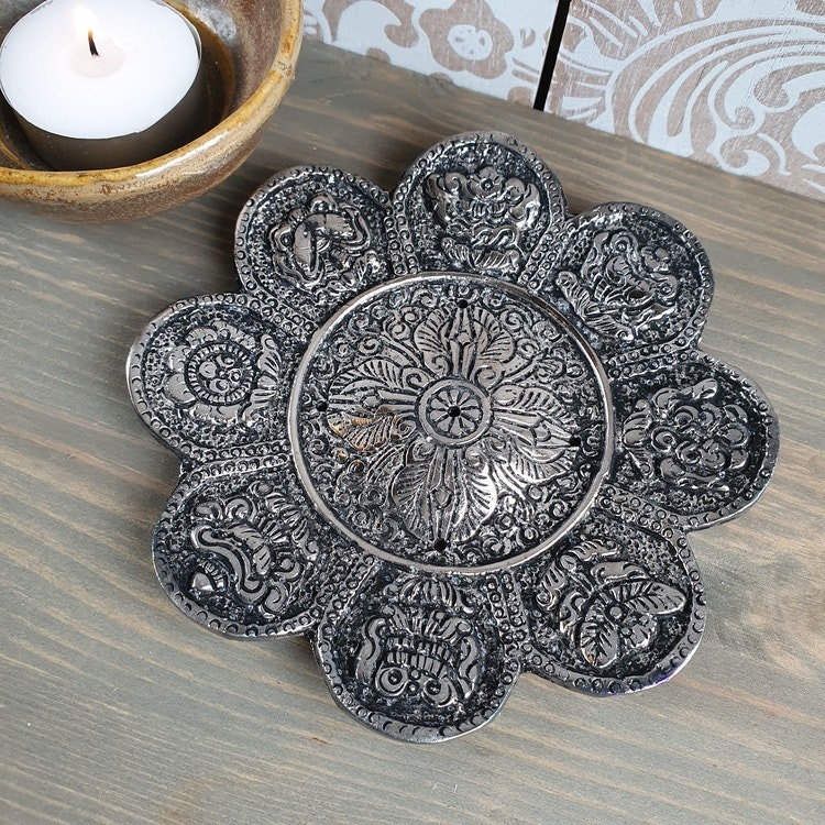 Rökelsehållare Blomma Silver, för stickor