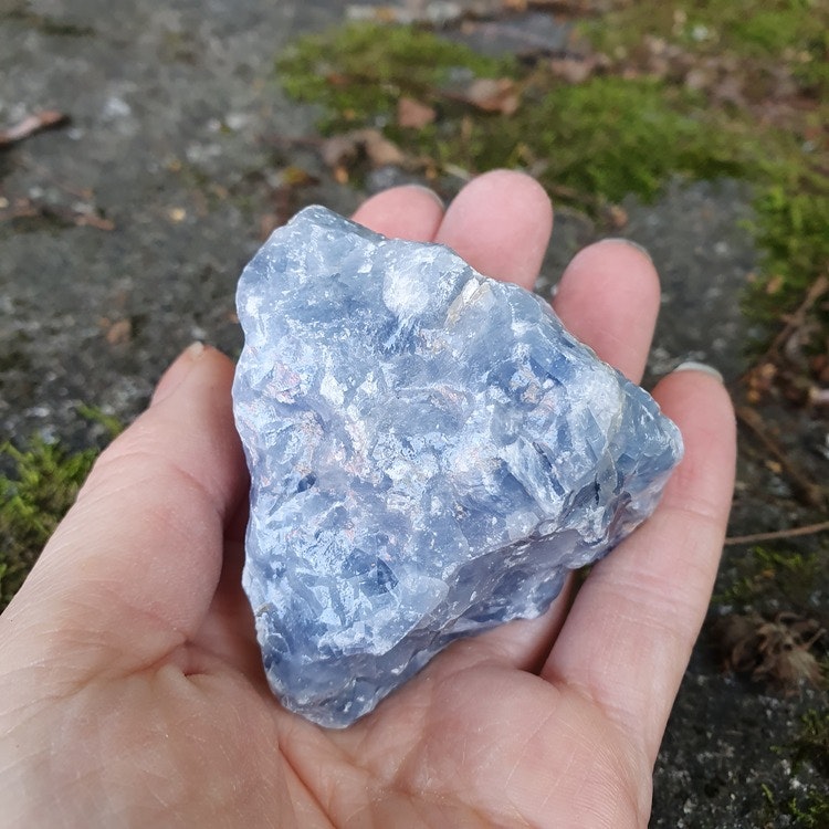 Rå blå Kalcit 144 g. Detta ex