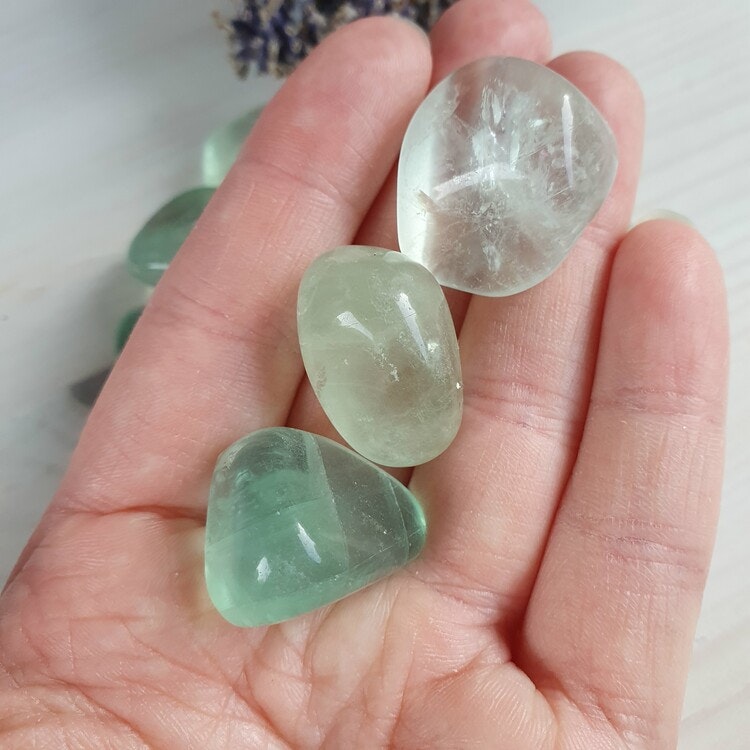 Trumlad Grön Fluorit, AA kvalitet 10-15 g S