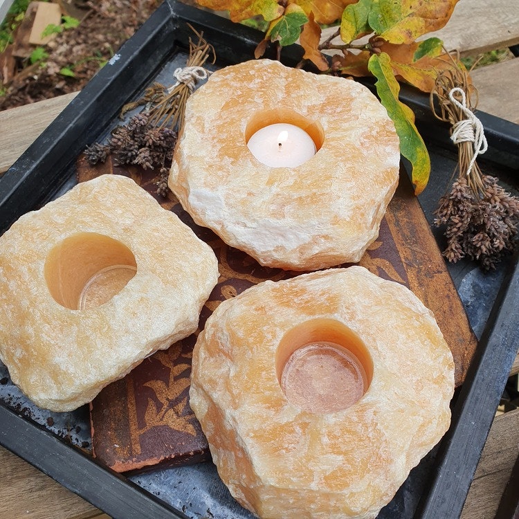 Ljuslykta Orange kalcit ca 1000 g