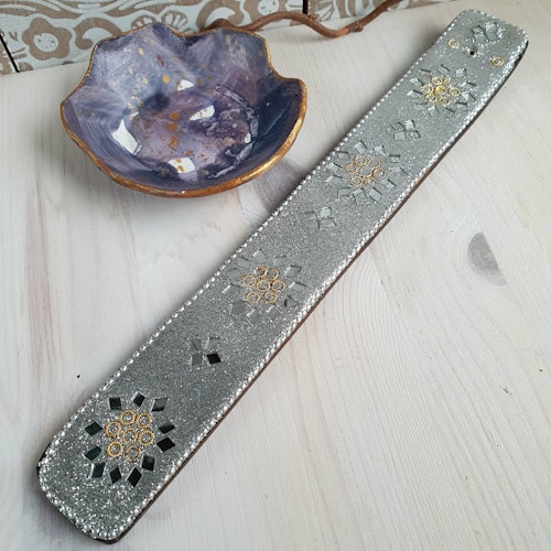 Glittrig Silver Rökelsehållare för stickor