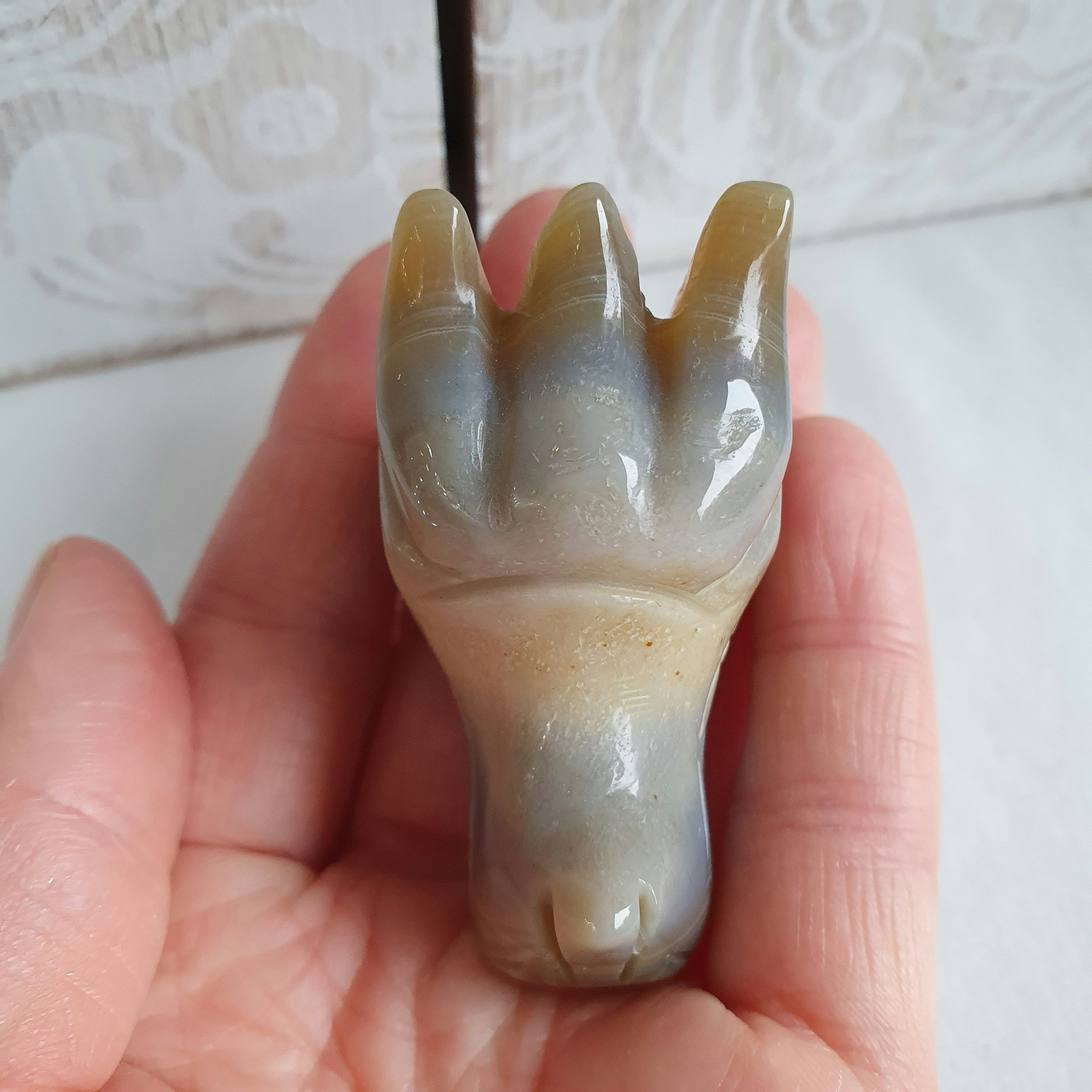 Drakhuvud av Agat, 4,5cm. Detta ex