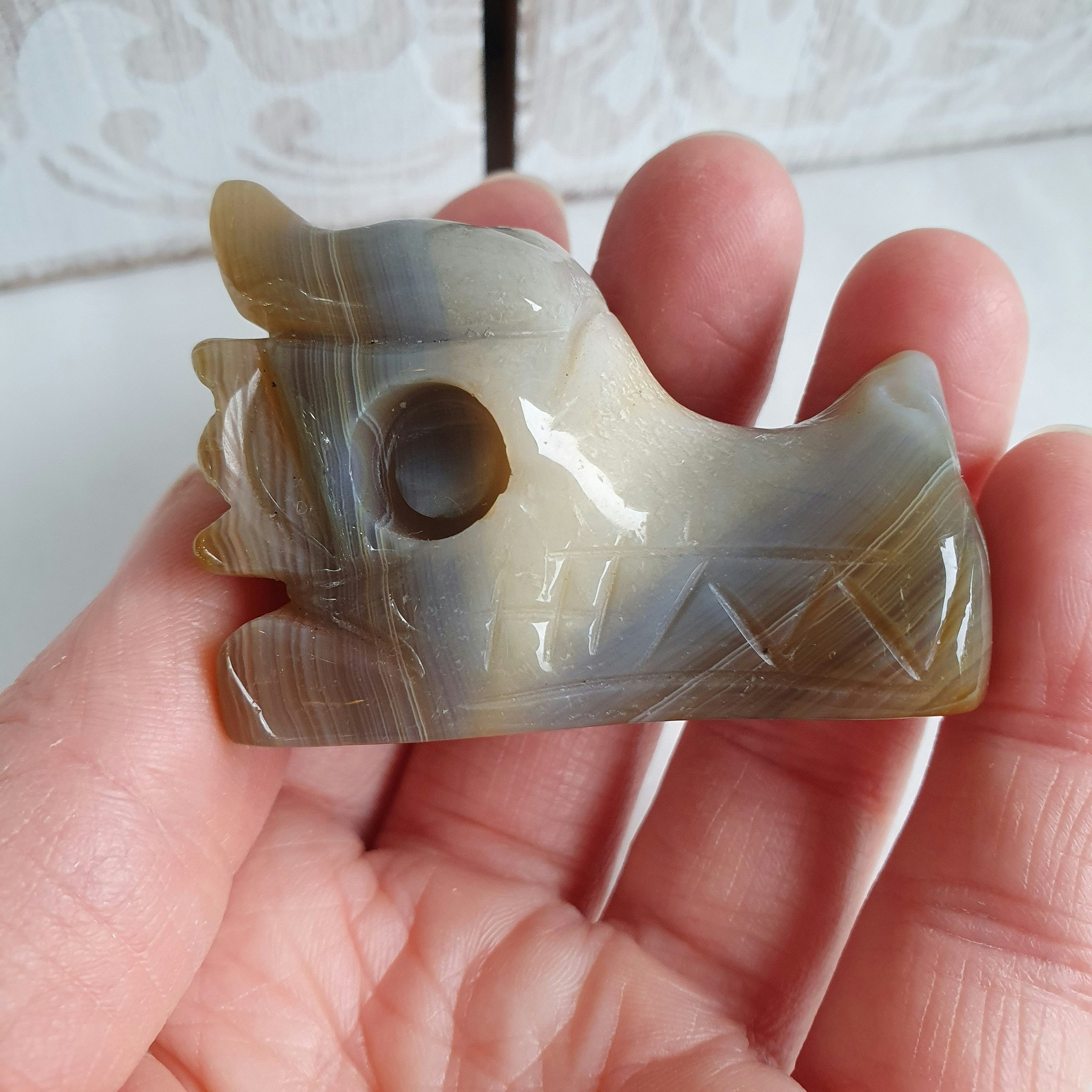 Drakhuvud av Agat, 4,5cm. Detta ex