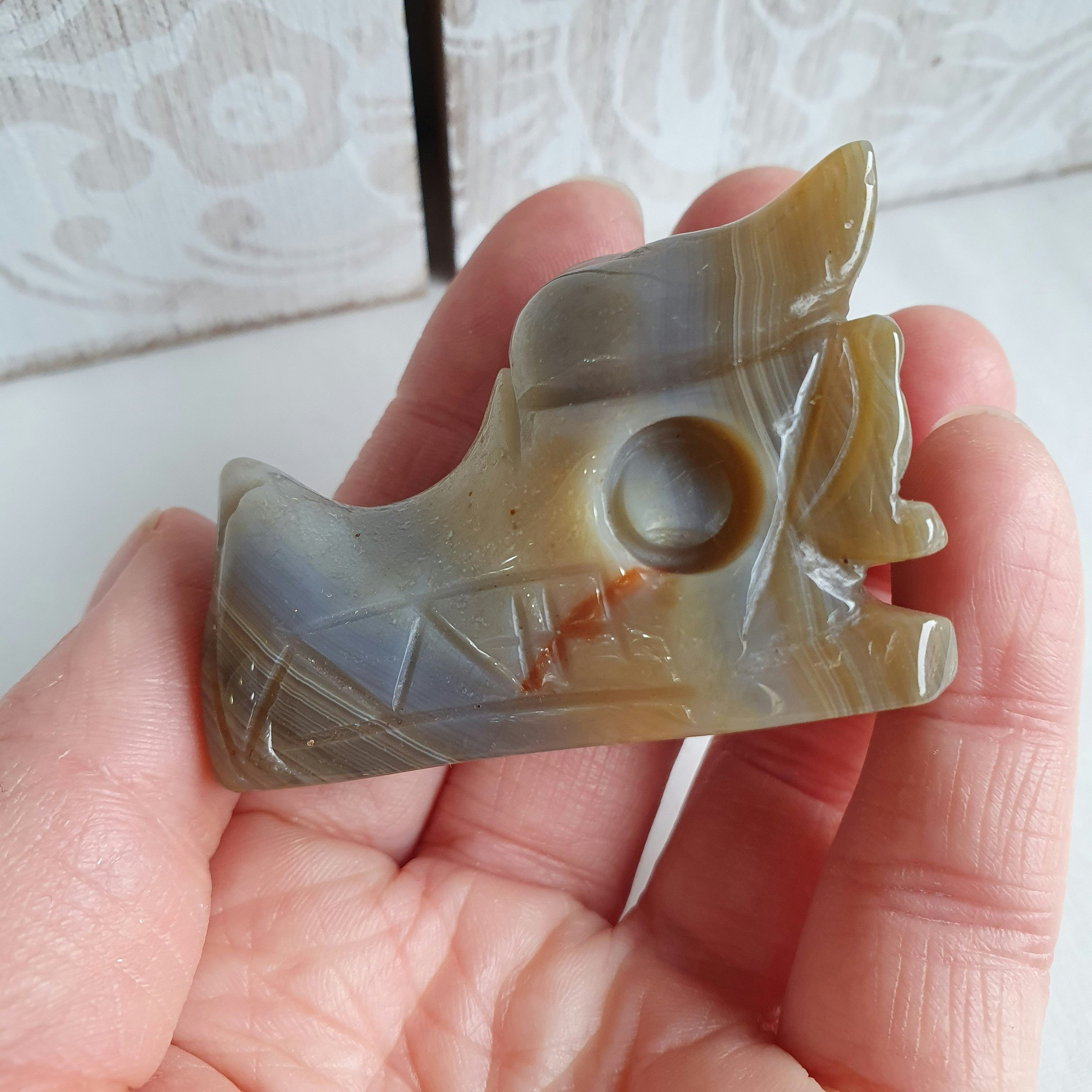 Drakhuvud av Agat, 4,5cm. Detta ex