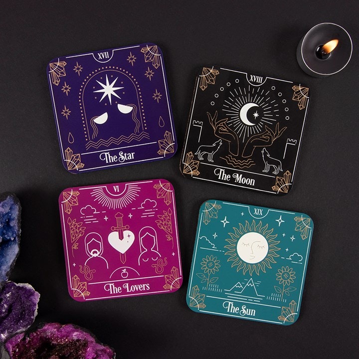 Glasunderlägg i kork Tarot 4 p