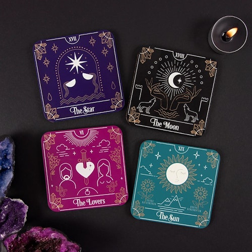 Glasunderlägg i kork Tarot 4 p