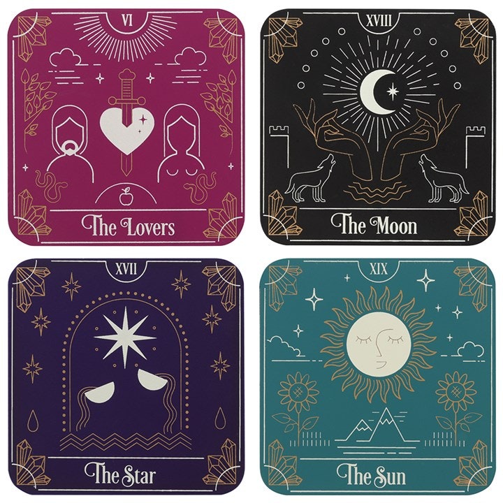 Glasunderlägg i kork Tarot 4 p