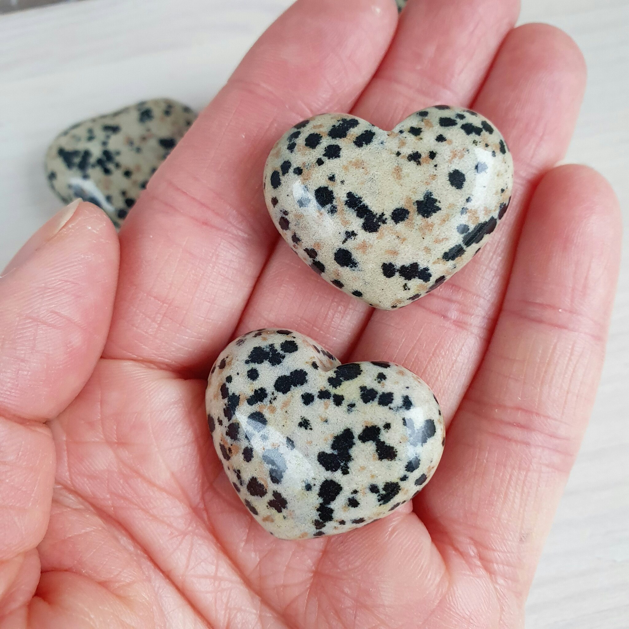 Bulligt hjärta av Dalmatiner Jaspis 3,5 cm