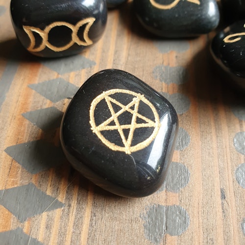 Talisman Pentagram i svart agat, 1 st