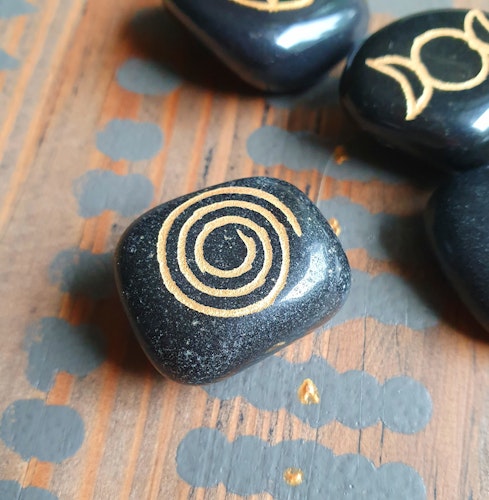 Talisman Spiral i svart agat, 1 st