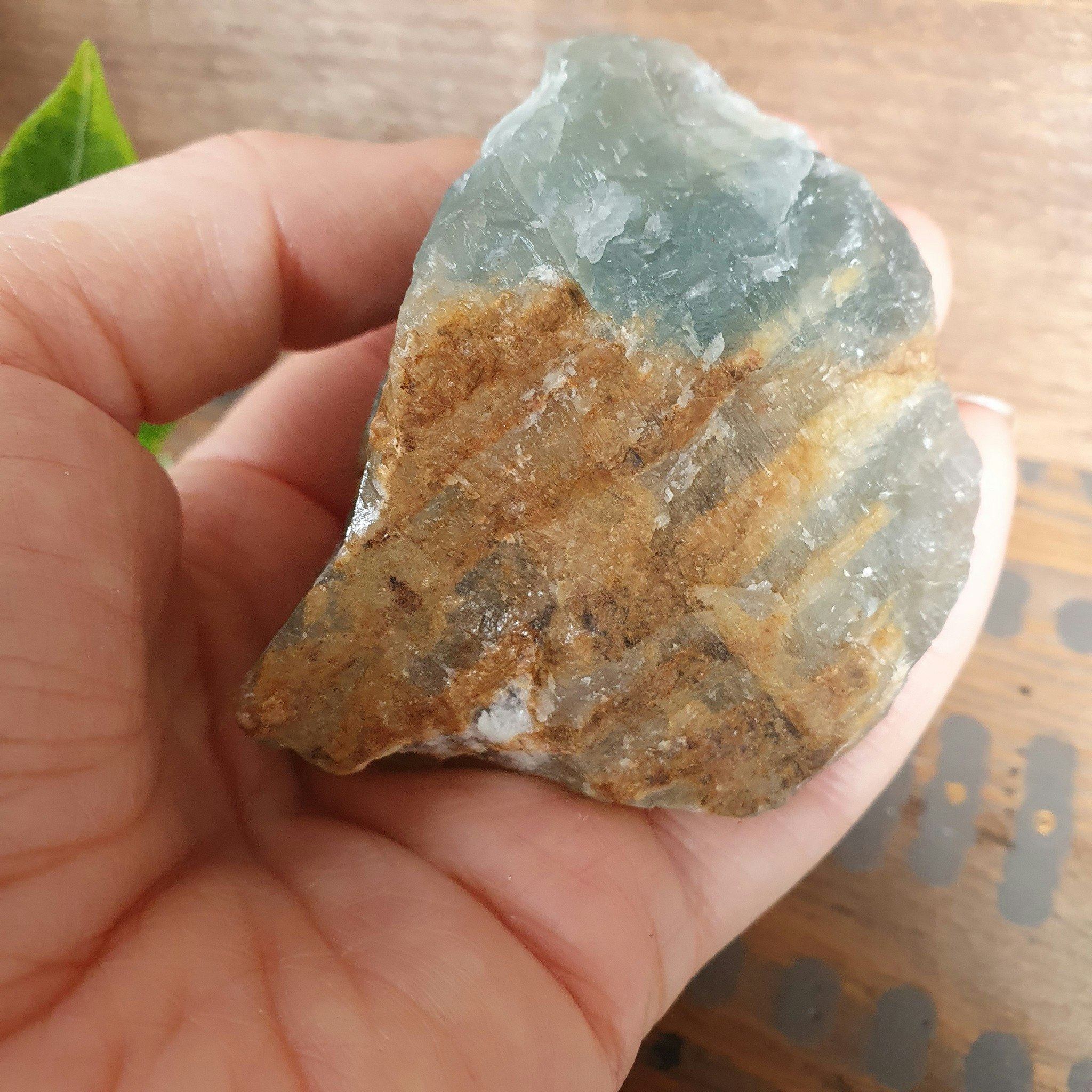 Rå blå Onyx, Lemurian Aquatine Calcite 161 g. Detta ex