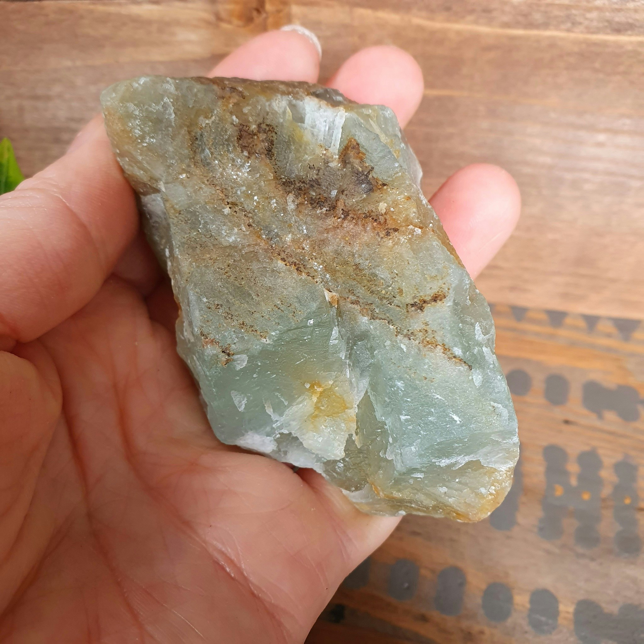 Rå blå Onyx, Lemurian Aquatine Calcite 151 g. Detta ex