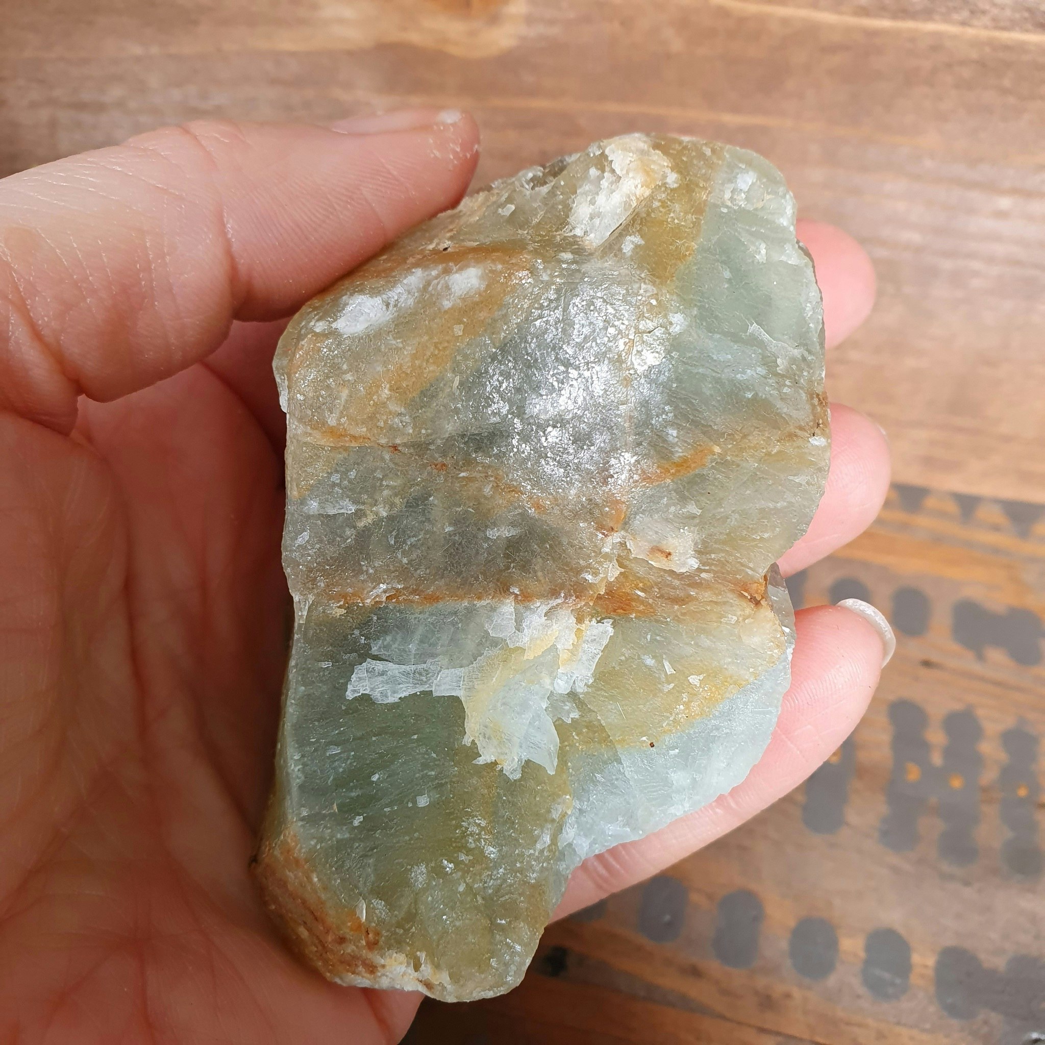 Rå blå Onyx, Lemurian Aquatine Calcite 151 g. Detta ex