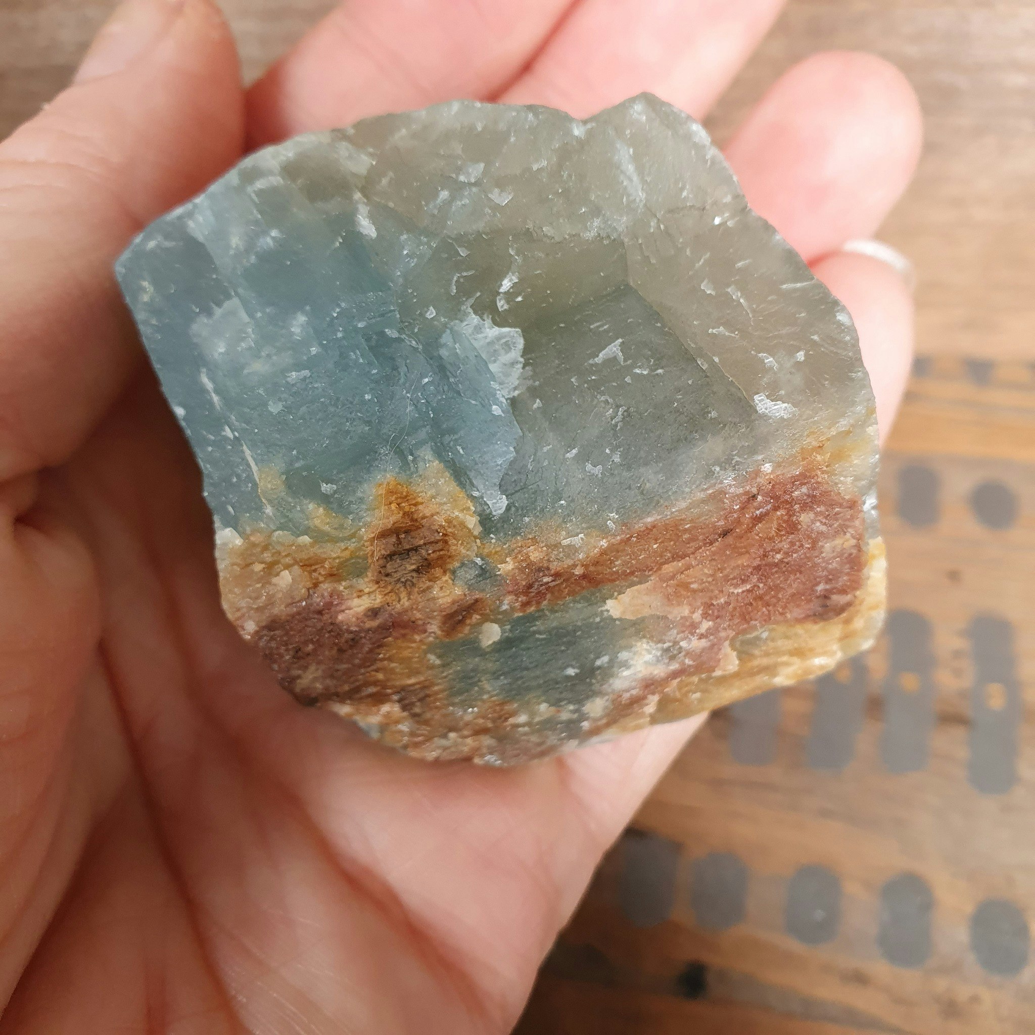 Rå blå Onyx, Lemurian Aquatine Calcite 112 g. Detta ex