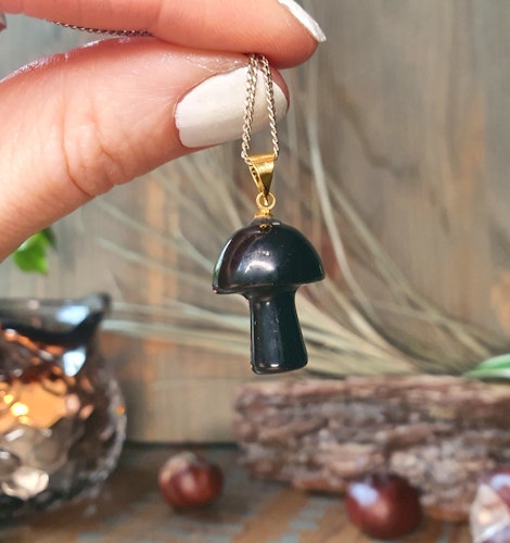 Hänge svamp Obsidian guld 2 cm
